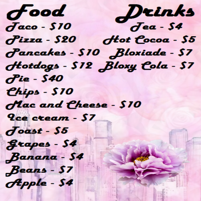 Leilah's Bloxburg Menu - PINK - Roblox decal