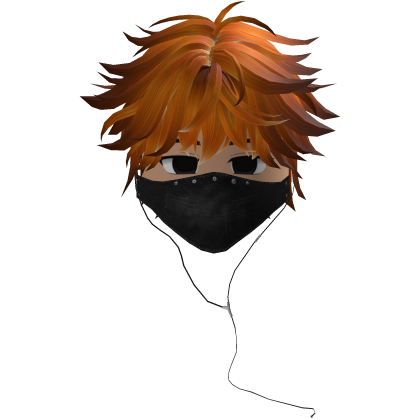 Cute Emo Boy Headphones Mask black Y2K ( orange )