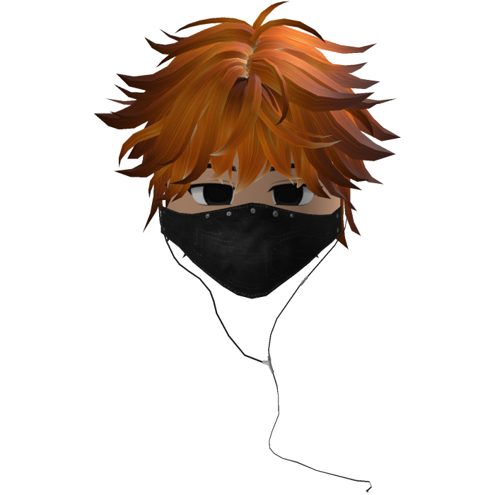Cute Emo Boy Headphones Mask black Y2K ( orange )