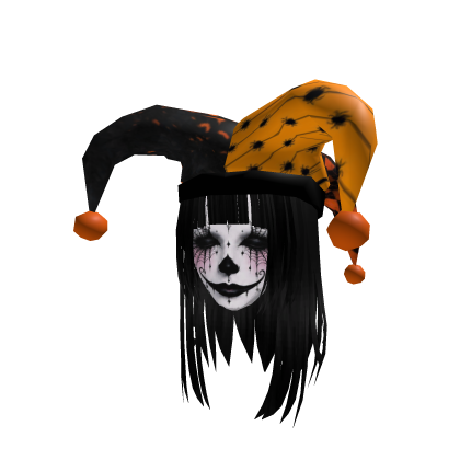 [Animated] Halloween Jester Girl Hair & Mask CLOWN Roblox item