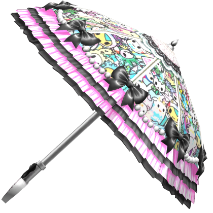 Hime Gyaru Tokidoki Ruffle Bow Parasol Pink Teal