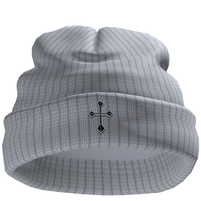 Chrome Cross White Worn Beanie