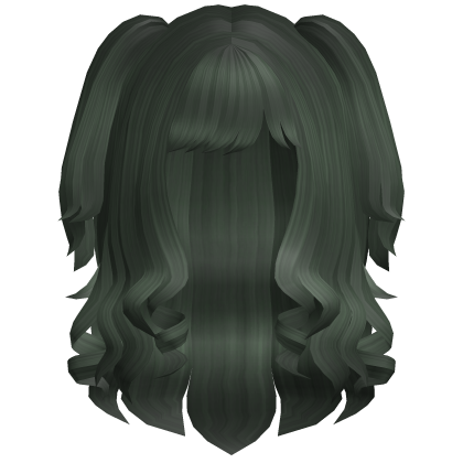 Cute Swirly Curled Pigtails (Dark Green)