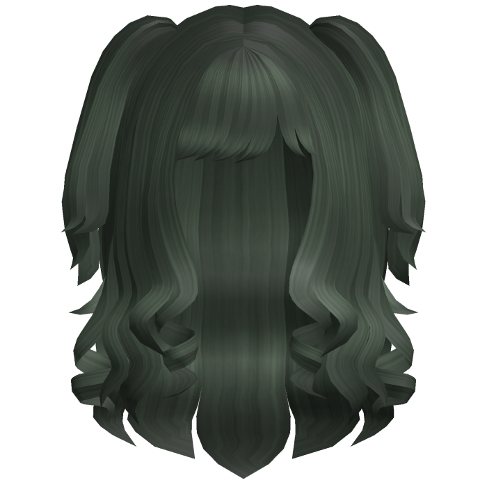 Cute Swirly Curled Pigtails (Dark Green)