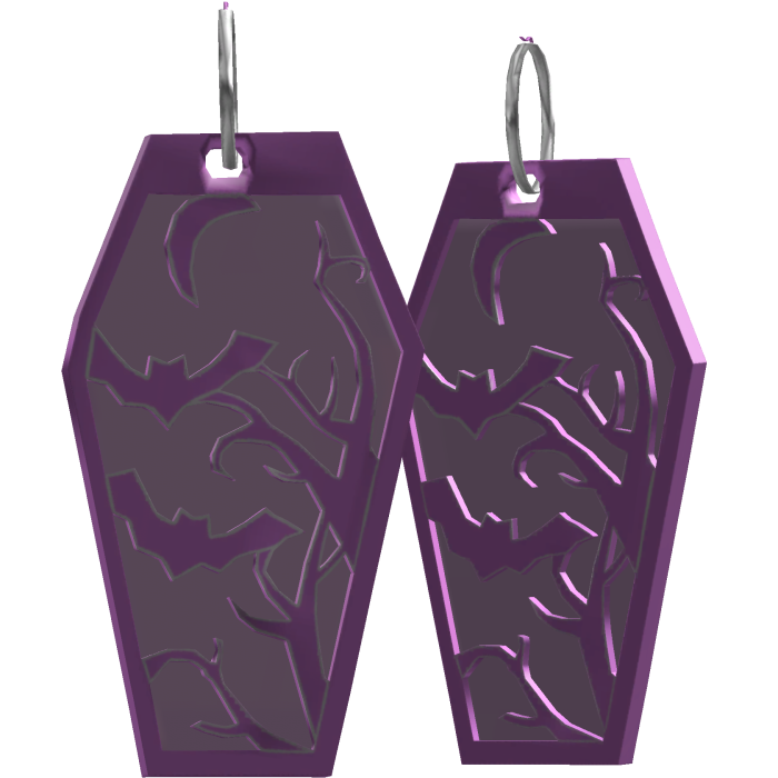 pink haunt coffin earrings