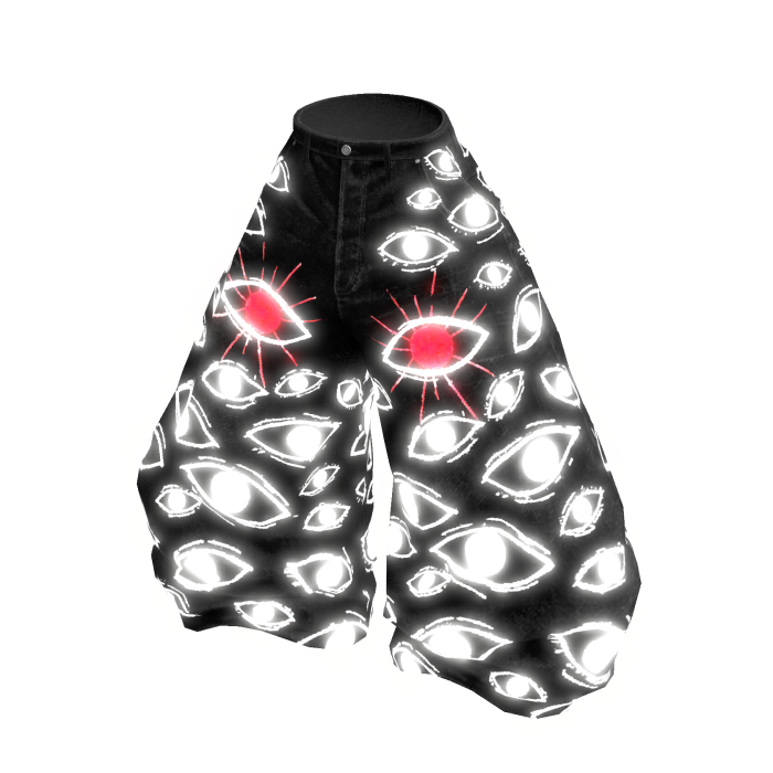 Glow Eye Black Baggy Jeans Emissive Weirdcore Eyes