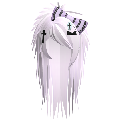 Pastel Goth Spiky Hair w Cross & Bows (Lilac) Roblox item
