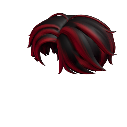 Anime Wolfcut Black Hair With Red Streaks