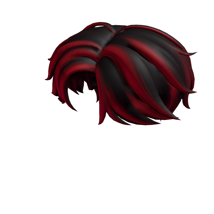 Anime Wolfcut Black Hair With Red Streaks