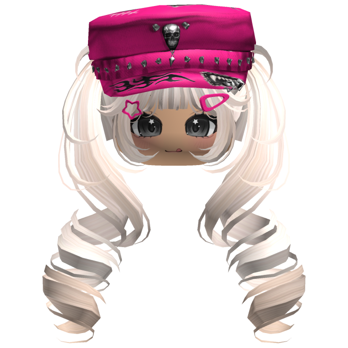 Beige Skull Y2K Cap Twirly Hair