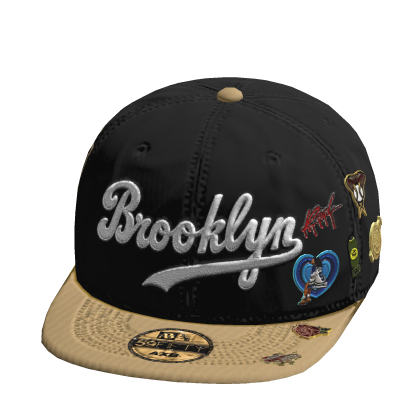 Brookyln Fitted Cap W/ Trendy Pins In Tan Roblox item