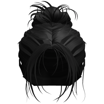 Black - Messy Grunge Ponytail Bun, Light Bangs