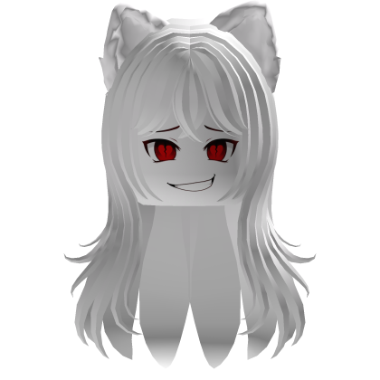 Mikocha Paparazzi Cute White hair Cat EarLove Face Roblox item