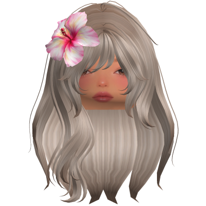 Summer Ash Blonde Wavy Hair w/ Hibiscus Roblox item