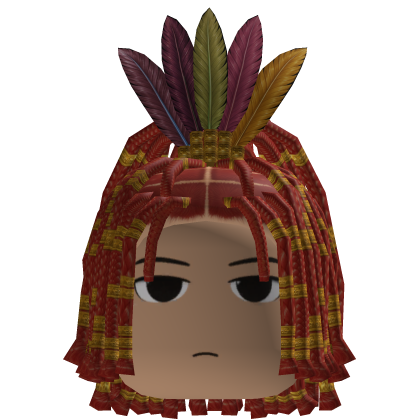 Braided Hair w/ Feather Headdress (Red)