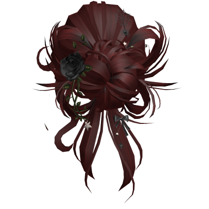 Gothic Messy Rose Thorn Bun (Dark Red)