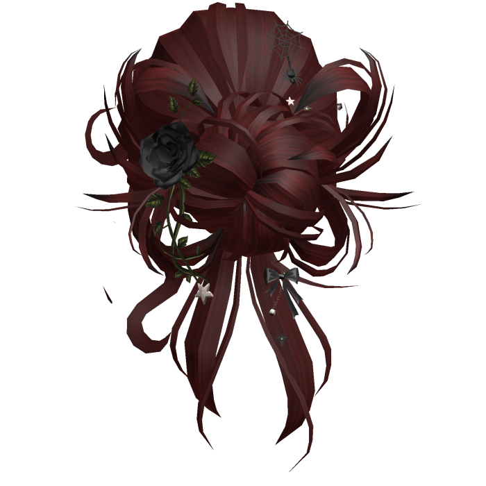 Gothic Messy Rose Thorn Bun (Dark Red)