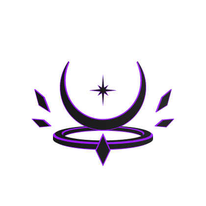 Glowing Crescent Halo Black Purple