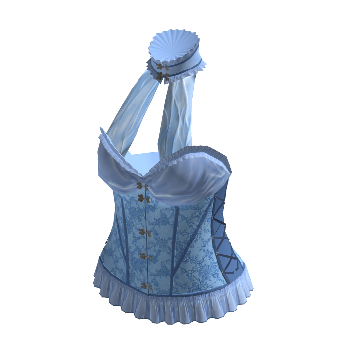 Floral Choker Halter Corset Top (Blue)
