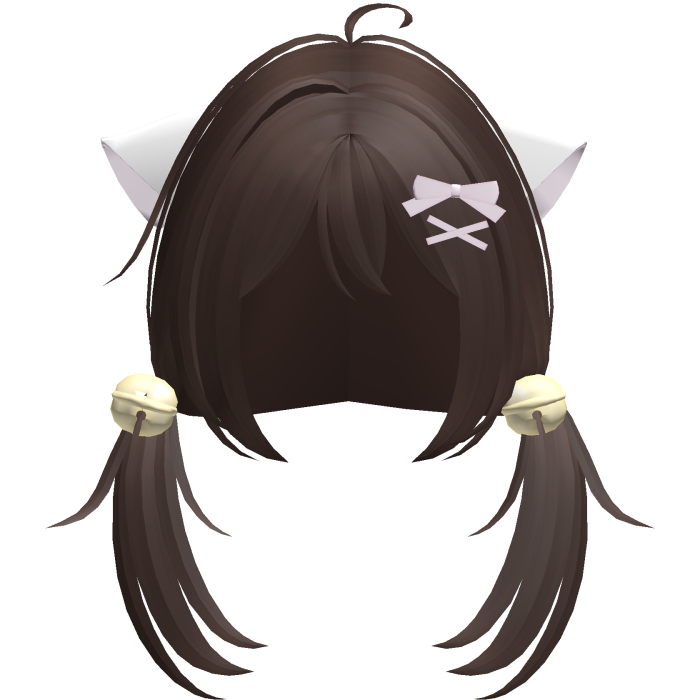 brown playful nyanko cute pigtails