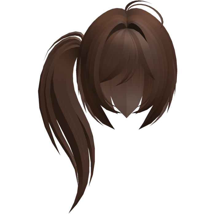 moe emo long fluffy side ponytail brown