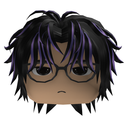 Layered Hair w/ Round Glasses (Black/Purple)