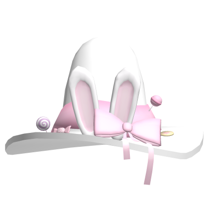 ✙ | cutesy white n pink halloween bunny witch hat