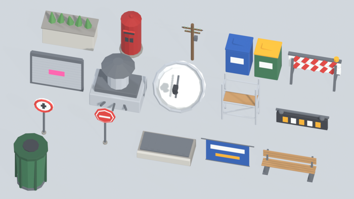 Low Poly City Street Props Urban Town x60 preview 4