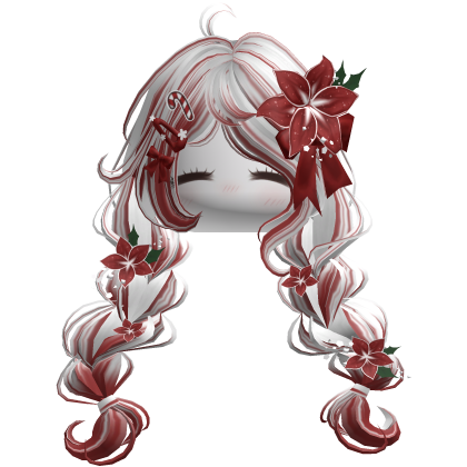 ♡ Christmas Preppy Flower Braids (White & Red)