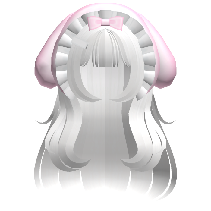 ♡ kawaii long white hair w bunny hood
