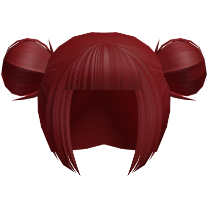 red blunt bangs messy buns