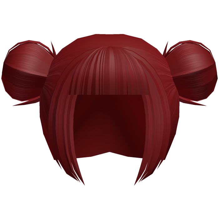 red blunt bangs messy buns