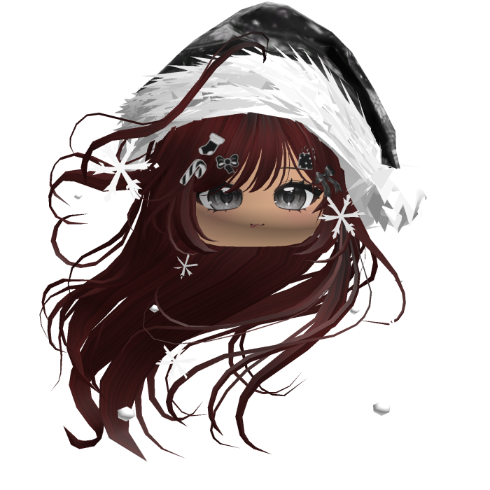 Windy Anime Hair w/Santa Hat (Dark Red)