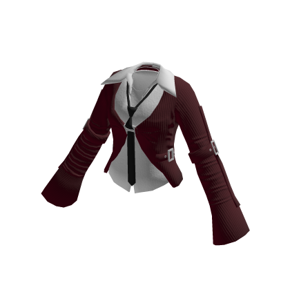 Preppy Blouse w/ Shirt & Tie (Red)
