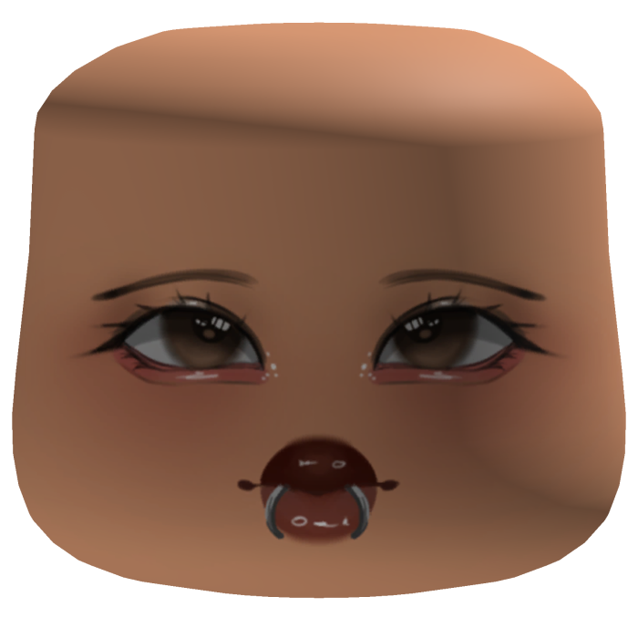 Cute Makeup Blush Cheeks Face W/ Lip Piercings