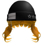 Y2K Black Beanie Stars with Wavy Golden Hair