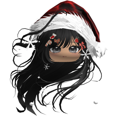 Windy Anime Hair w/Santa Hat (Black)