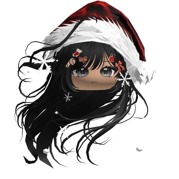 Windy Anime Hair w/Santa Hat (Black)