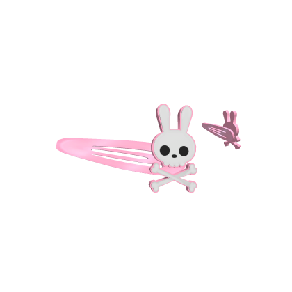 Skull Bunny Hair Clips Pink Roblox item