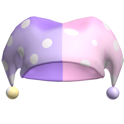purple and pink jester clown costume hat