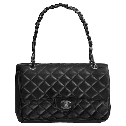 Designer CC Quilted Handbag (Black/Silver)