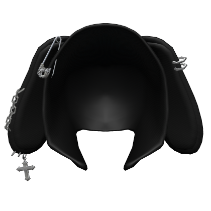 Black Y2K Chained Bunny Hood
