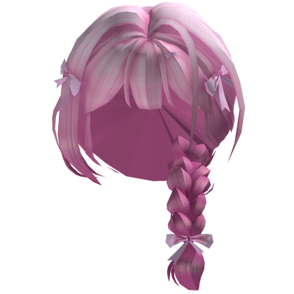 Cute Bow Side Braid Hair (Pink) Roblox item