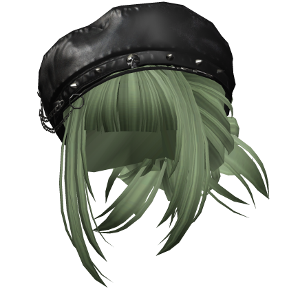 Dark Messy Half up Spiked Barret Hair in Green Roblox item