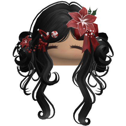 ♡ Christmas Flowery Twin Buns (Black)