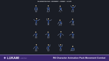 R6 Character Animation Pack Movement Combat preview 1