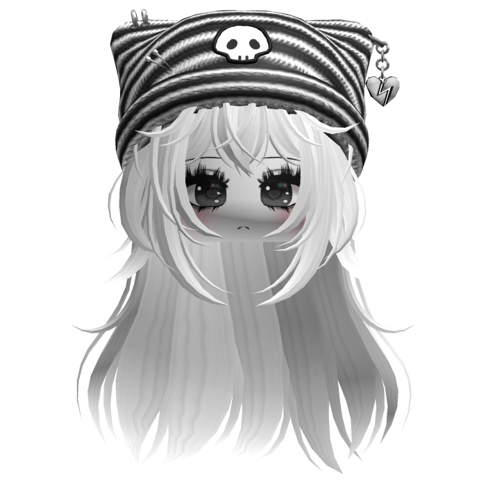 Emo Kawaii Skull Beanie W/ Wolfcut White V6