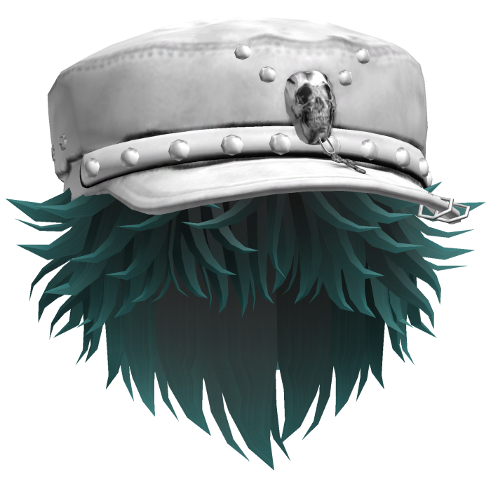 Fluffy Emo White Beret Y2K Boy Hair (Cyan/Black)