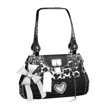 White Y2K Leopard Bow Shoulder Bag
