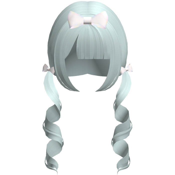 teal long swirly doll pigtails w bows